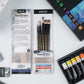 BRUSTRO Artists ’ Watercolour Set of 24 Colours X 12ML Tubes with 25% cotton 300gsm A5 spiral pad and Aqua Strokes brush set of 6