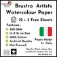 Brustro Artists’ Watercolour Paper 300 GSM 14 cm x 21 cm Hot Pressed (Pack of 12 + 3 Free Sheets)