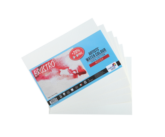 Brustro Artists’ Watercolour Papers 100% Cotton 300 GSM A4 Rough (Pack of 5 + 1 Free Sheet)