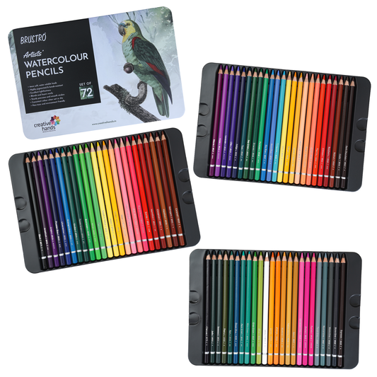 Brustro Artists Watercolour Pencils | Set of 72 Colors in Elegant tin Box |4mm Leads