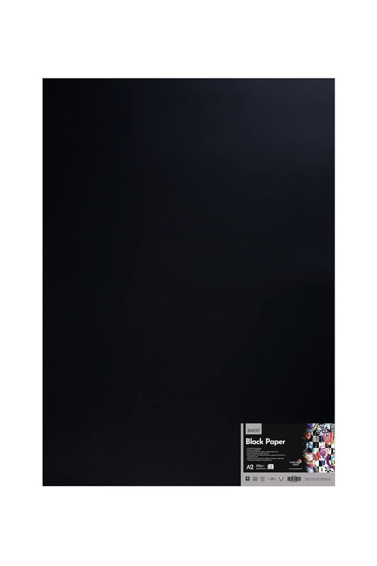 Brustro Black Paper - 200 GSM A2 (Pack of 12 Sheets)