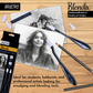 BRUSTRO Blendix Flexible Spongehead Soft Palette Knives | Set of 2 Ergonomic Handles with 10 Triangular & 10 Oval Sponge Blender | Ideal for Blending , Smudging With Graphite , Charcoal and Pastels.