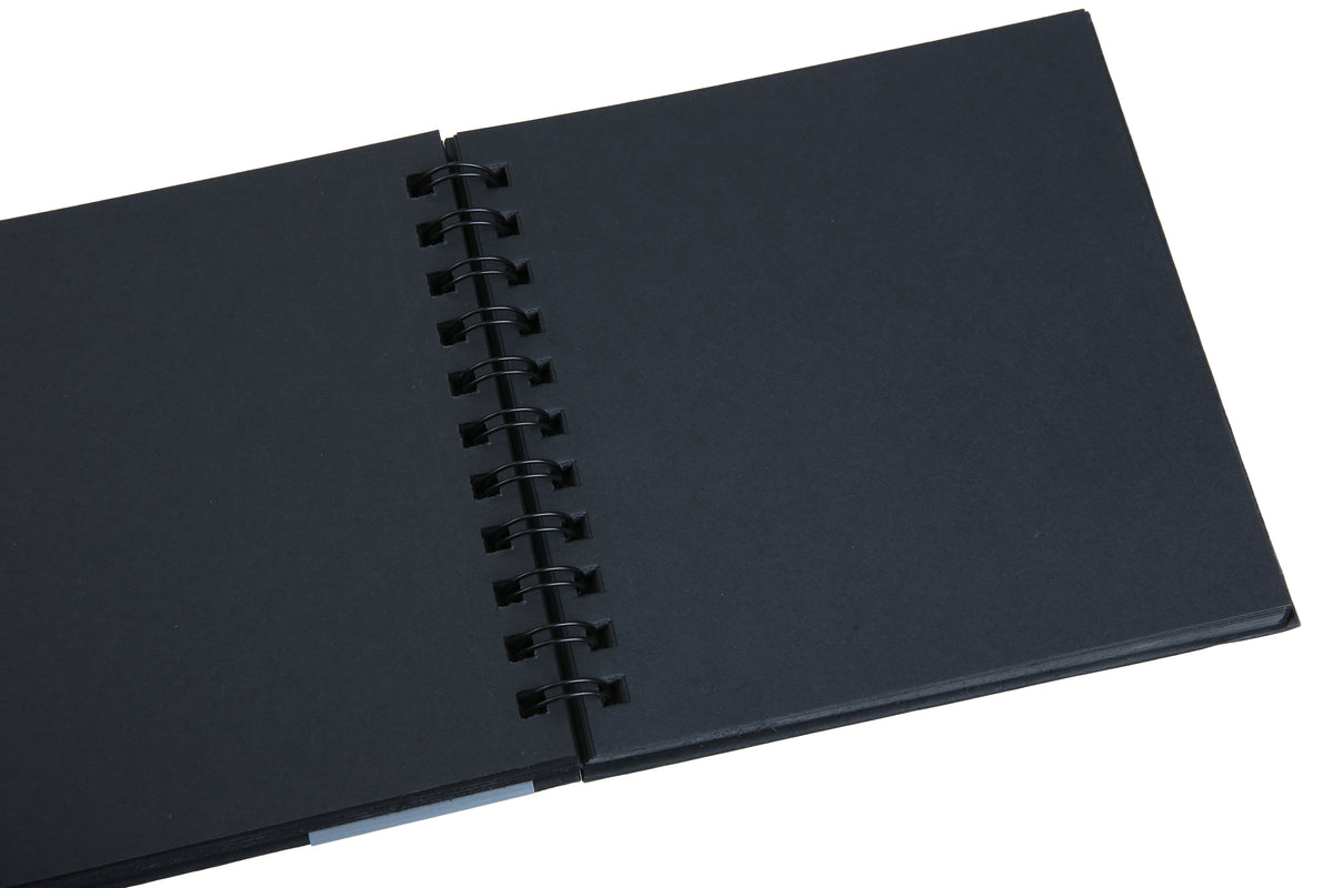 Brustro Wiro Bound Black Sketchbook, 200 GSM, 40 Sheets, 6x6 Inches With Assorted Gel Pen, Set of 3, 1mm Metal Tip (White, Gold and Silver), Opaque Viscous Ink| Ideal for Drawing, Sketching, Colouring