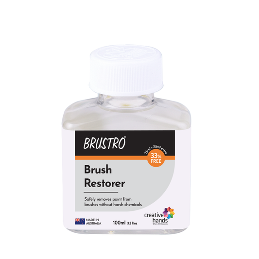 Brustro Brush Restorer | 100 ml (75ml+25ml Free), Non- Toxic, Plant-Based | Ideal for Natural and Synthetic Bristles, Oil and Acrylic Paints, Professional Artists and Fine Art Students