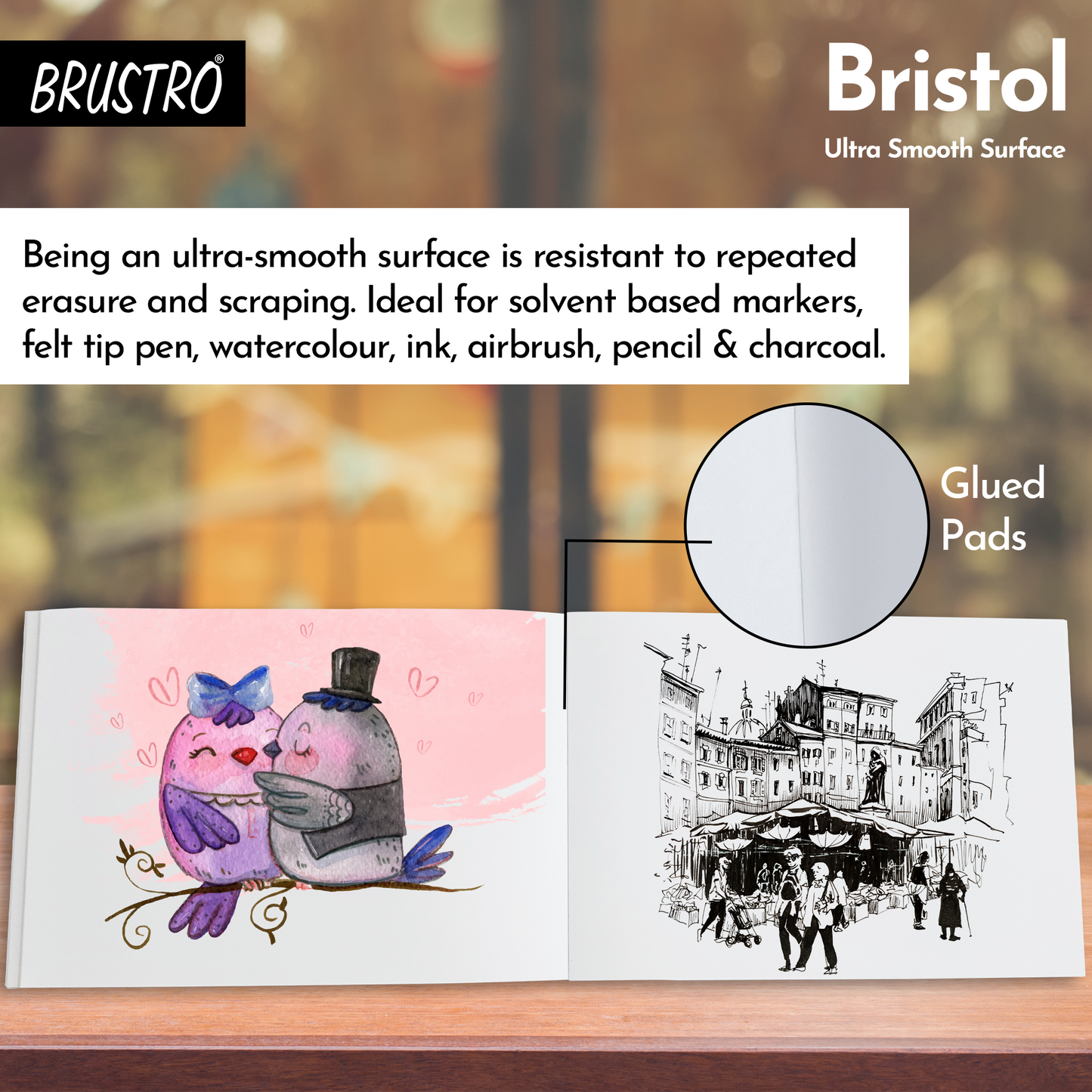 BRUSTRO Bristol Ultra Smooth Glued Pad 250 GSM A4-20 Sheets