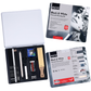 BRUSTRO Black and White Charcoal Drawing Set of 13 Pcs in a Metal Box| Ideal For Sketching, Shading, Blending, Illustration, Portraits, Landscape and Fine Arts