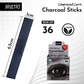 BRUSTRO Compressed Carre Charcoal Sticks, Box of 36 (Black) | Ideal for Portrait Charcoal Art, Sketching, Shading, Blending, Drawing, Craft, Professional use.