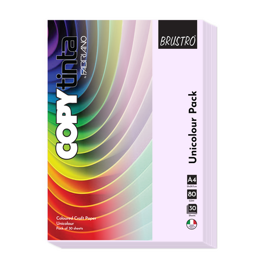 BRUSTRO Copytinta Coloured Craft Paper A4 Size 80 GSM Pastel Pink Shade (Cipria), 60 Sheets Pack | Double Side Colored, Ideal for Origami, Scrapbooking, Making Card, DIY Art & Craft.