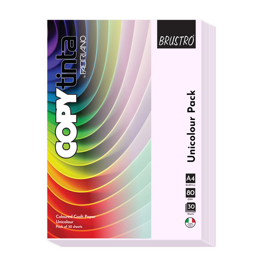 BRUSTRO Copytinta Coloured Craft Paper A4 Size 80 GSM Lavender Shade (Lavanda), 60 Sheets Pack | Double Side Colored, Ideal for Origami, Scrapbooking, Making Card, DIY Art & Craft.