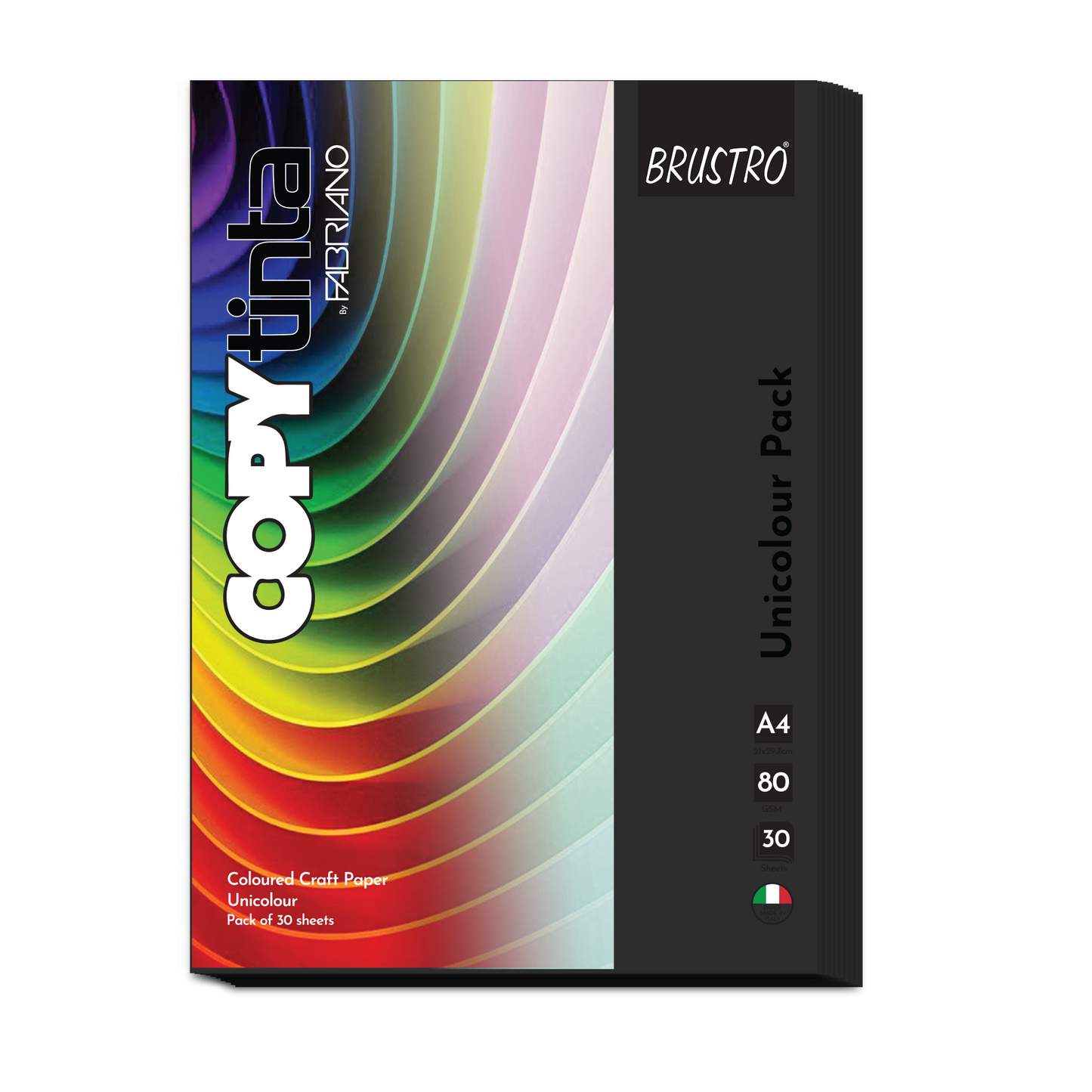 BRUSTRO Copytinta Coloured Craft Paper A4 Size 80 GSM, 30 Sheets Pack. Double Side Coloured