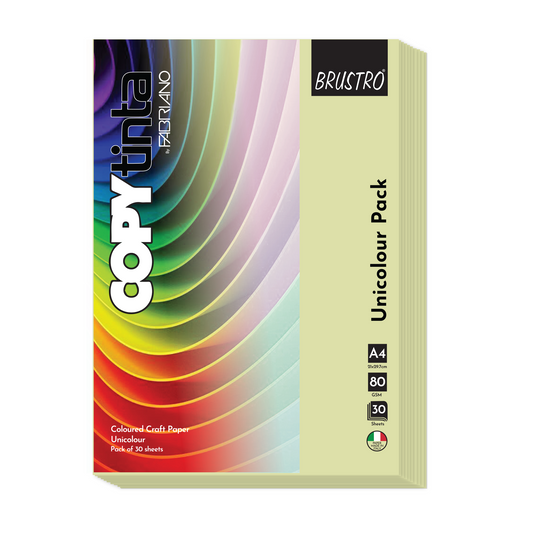 BRUSTRO Copytinta Coloured Craft Paper A4 Size 80 GSM Pastel Green Shade (Verde CHIARO), 60 Sheets Pack | Double Side Colored, Ideal for Origami, Scrapbooking, Making Card, DIY Art & Craft.