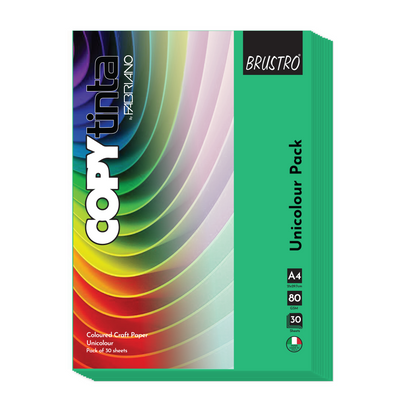 BRUSTRO Copytinta Coloured Craft Paper A4 Size 80 GSM, 30 Sheets Pack. Double Side Coloured