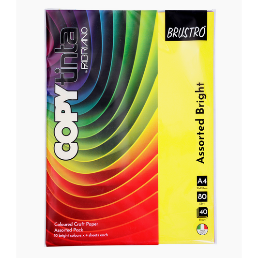 BRUSTRO Copytinta Multicoloured Craft Paper Bright | DIY Art |A4 Size | 80 GSM | Pack of 40 Sheets (10 colors x 4 sheets) | Ideal for Students and Adults Origami ideas, Home, School, Office, Stationery Use