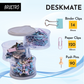 BRUSTRO Deskmate Rotational Clip Box | Includes 14 Binder Clips(19mm), 120 Paper Clips(28mm) & 90 Push Pins | Ideal for Home,Office Accessories,Desk Organizing,Stationery use,Reusable, Flexible