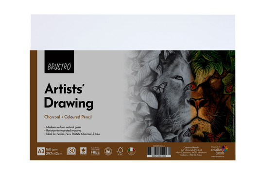 Brustro Artists Drawing Paper 160 GSM A3 Size, Pack of 30 Sheets