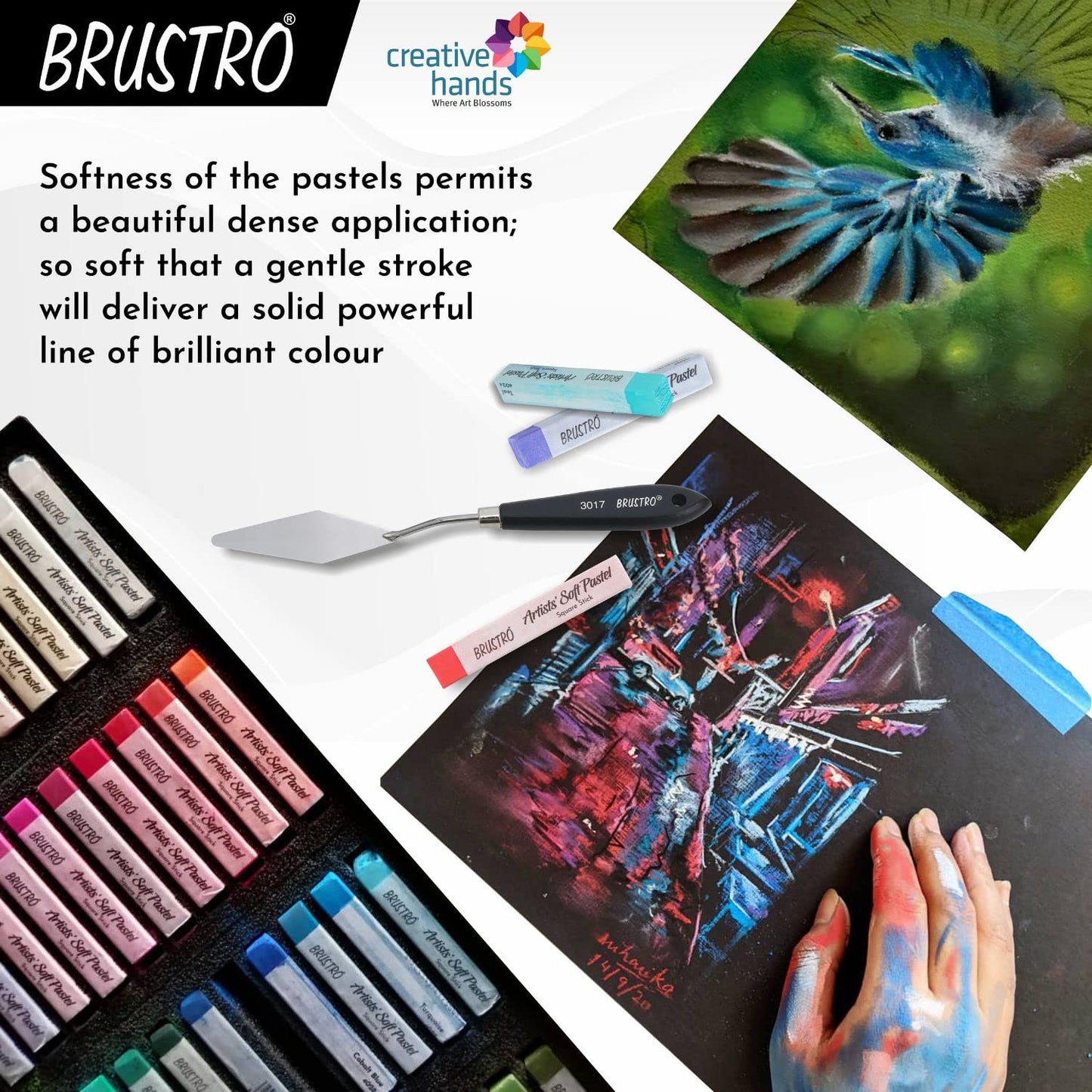 Brustro Artists Soft Pastels Set of 48 with Fabriano Black Drawing Book A4