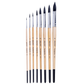 BRUSTRO Faux Squirrelo Mop Brush | Round, Set of 8 (Size- 1,4,5,8,10,12,14,16 ) | Synthetic and Natural Bristles, Wooden Handle , Ideal for Watercolor, Gouache, Inks Professional Artists