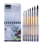 BRUSTRO Faux Squirrelo Mop Brush | Round, Set of 8 (Size- 1,4,5,8,10,12,14,16 ) | Synthetic and Natural Bristles, Wooden Handle , Ideal for Watercolor, Gouache, Inks Professional Artists