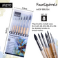 BRUSTRO Faux Squirrelo Mop Brush | Round, Set of 8 (Size- 1,4,5,8,10,12,14,16 ) | Synthetic and Natural Bristles, Wooden Handle , Ideal for Watercolor, Gouache, Inks Professional Artists