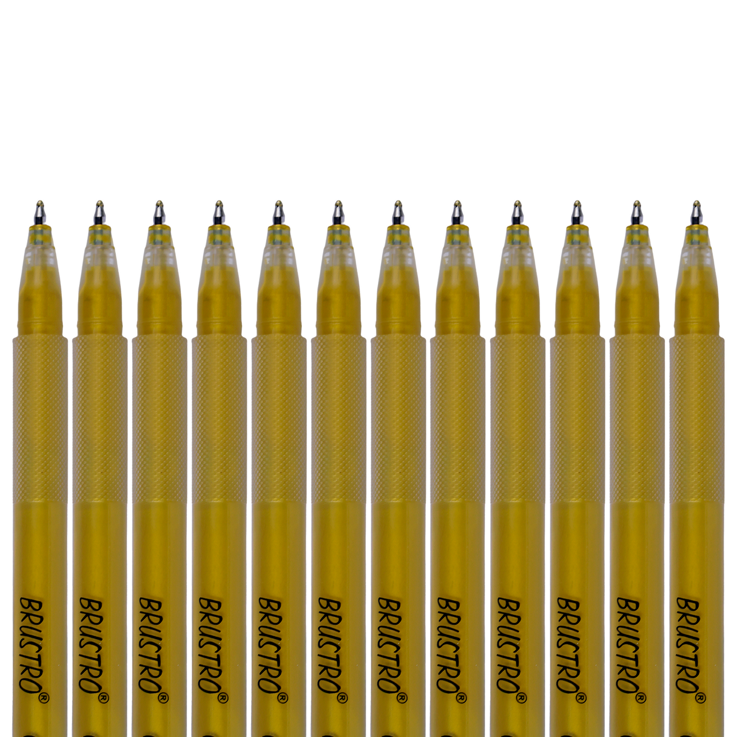 BRUSTRO Gold Gel Pen|Pack of 12 - 1mm Metal Tip,Opaque and Viscous Ink|Ideal For Drawing,Writing,Highlighting,Doodling,Scrapbooking,Mandala Art,Illustration,Fine Art Students and Professionals