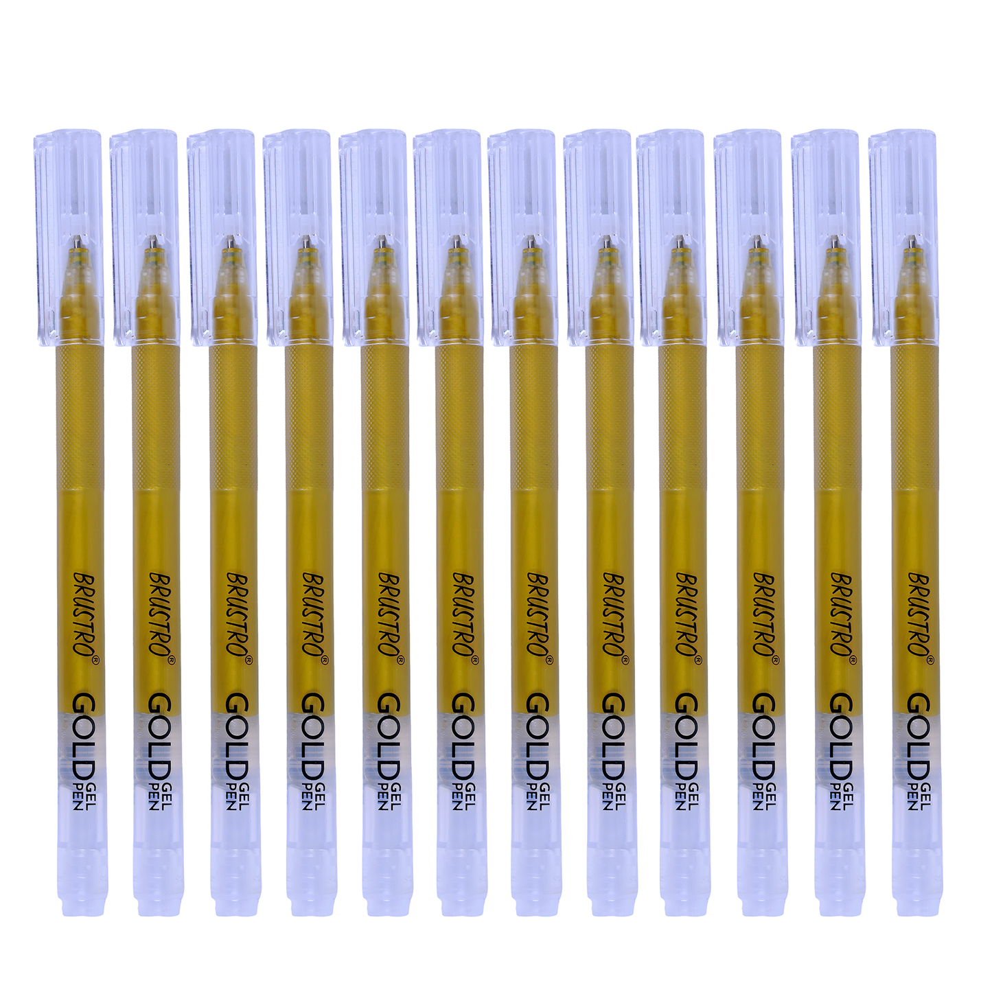 BRUSTRO Gold Gel Pen|Pack of 12 - 1mm Metal Tip,Opaque and Viscous Ink|Ideal For Drawing,Writing,Highlighting,Doodling,Scrapbooking,Mandala Art,Illustration,Fine Art Students and Professionals