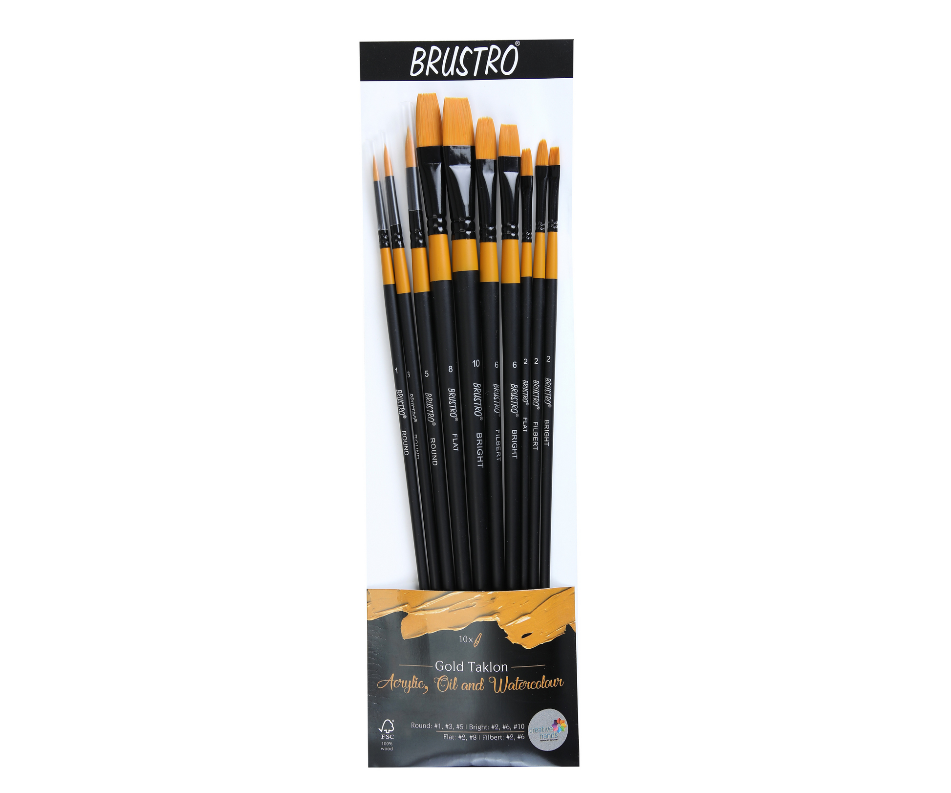 BRUSTRO Artists'Acrylic Colour Set of 24 + Glued Pad 400 GSM A4-12 Sheets +  Gold TAKLON Set of 10 Brushes/Buy now ! – BrustroShop