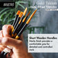 BRUSTRO Gold Taklon Artist Brush | Set of 8 |Sizes - Round (1,3,5), Bright (2,6), Filbert (2,6), and Flat (2)| Ergonomic Design,Short Handle,Ideal for Acrylic Watercolour,Oil Paintings,School, Artists