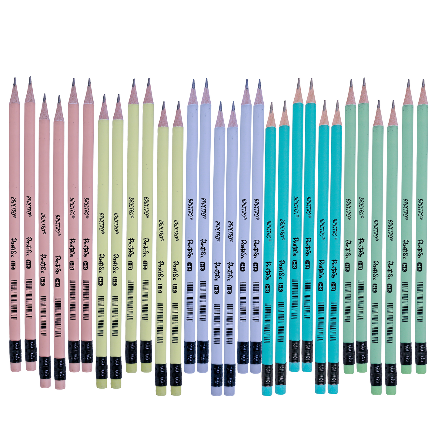 Brustro Pastelix HB Pencils|Pack of 30 (5 Colours x 6 Pencils), 2.2mm Lead With Latex free Rubber,Pre-Sharpened,Smooth Handwriting|Ideal For Sketching,Shading,Drawing,Portrait for Artist,Professionals