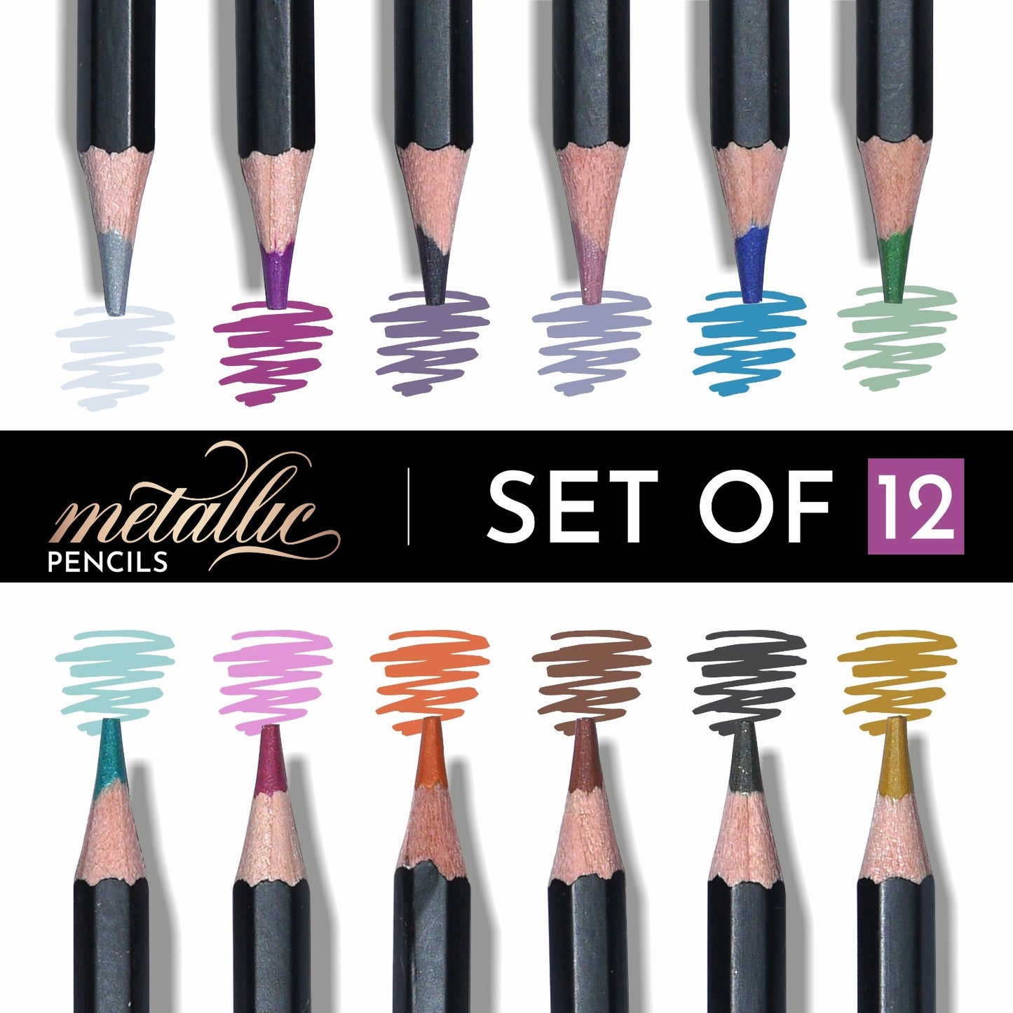 BRUSTRO Artist Metallic Colour Pencil Set of 12 Shades, 3.3mm lead With Wiro Bound Sketch Book, A5 (5.8x8.3 Inches), 120 Pages, 160 GSM|Ideal for Drawing, Sketching, Shading,Mandala Art