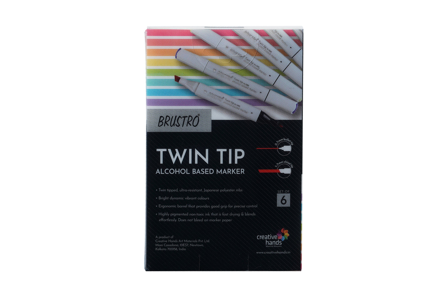 BRUSTRO Twin Tip Alcohol Based Marker Set of 6 (Yellows)