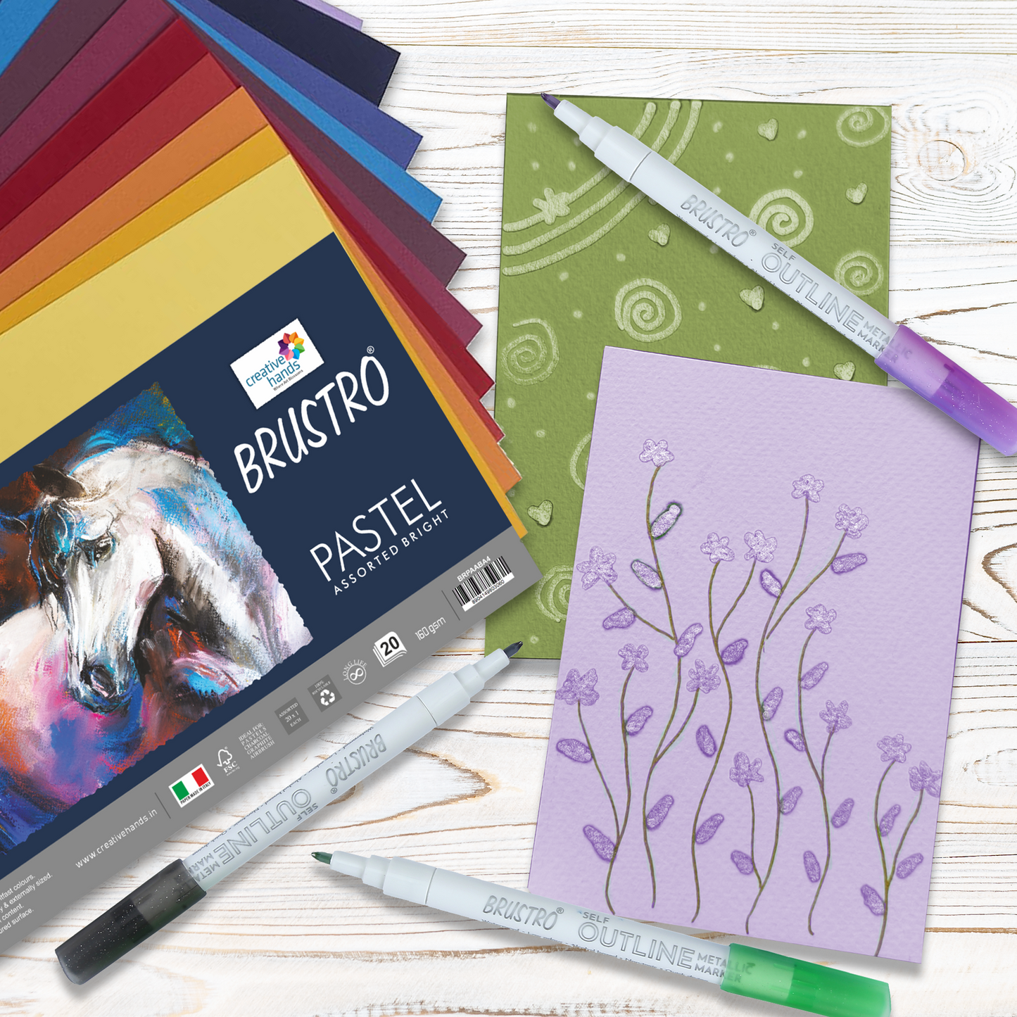 Brustro Artists Pastel Papers 160 GSM A3 Assorted Bright (Pack of 20 Sheets)