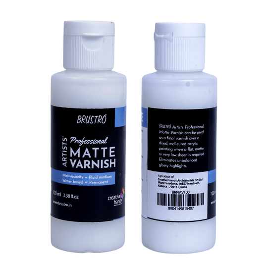 Brustro Artists Professional Liquid Matte Varnish 100 ml | Ideal for Coating on Acrylic Painting,Watercolours,Oil Paints,Non-Yellowing,Non Toxic,Transparent,Canvas,Paper, Artwork Protection