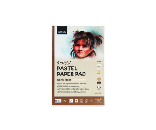 Brustro Artists’ Pastel Paper Pad of 24 Sheets (160 GSM), Colour – Earth Tones, Size – 3.5"X5.5"