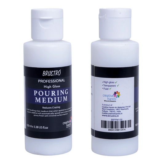 BRUSTRO Pouring Medium 100 ML (for Fluid Art) | Ideal for Canvas, Paper,Glossy Finish,Flexible,Non-Yellowing