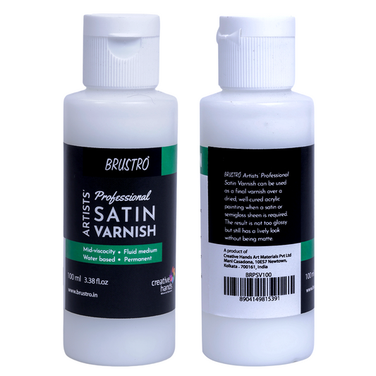 Brustro Artists Professional Liquid Satin Varnish 100 ml | Ideal for Coating on Acrylic Painting,Watercolours,Oil Paints,Non-Yellowing,Non Toxic,Transparent,Canvas,Paper, Artwork Protection.