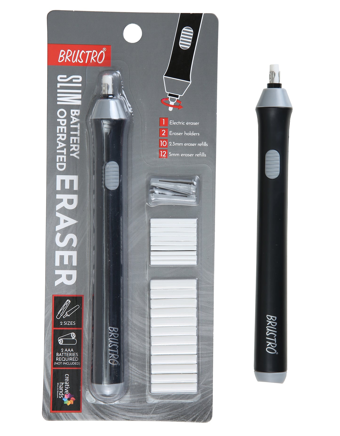 BRUSTRO Automatic Eraser | 2.3mm, 5mm| 22 Refills, 2 Eraser Holders