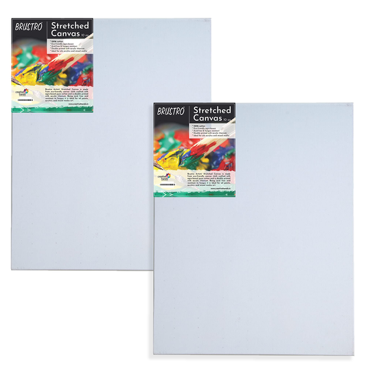 Brustro Artists Stretched Cotton Canvas 4"X6" (Pack of 2) | Medium Grain, Oil Painting, Strudy, Zero Percolation, Acrylic, Ideal for Fine Art Students, Professionals.