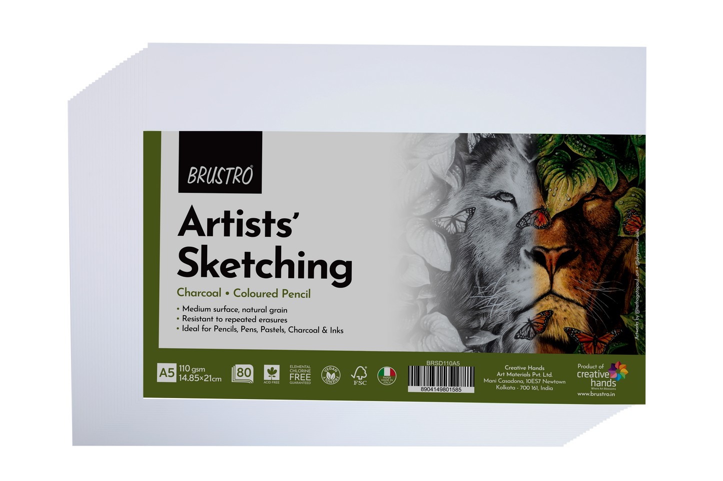 Brustro Artists Sketching Paper 110 GSM A5 Size, Pack of 80 Sheets