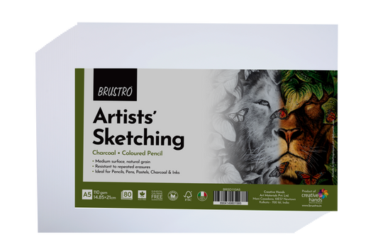 Brustro Artists Sketching Paper 110 GSM A5 Size, Pack of 80 Sheets