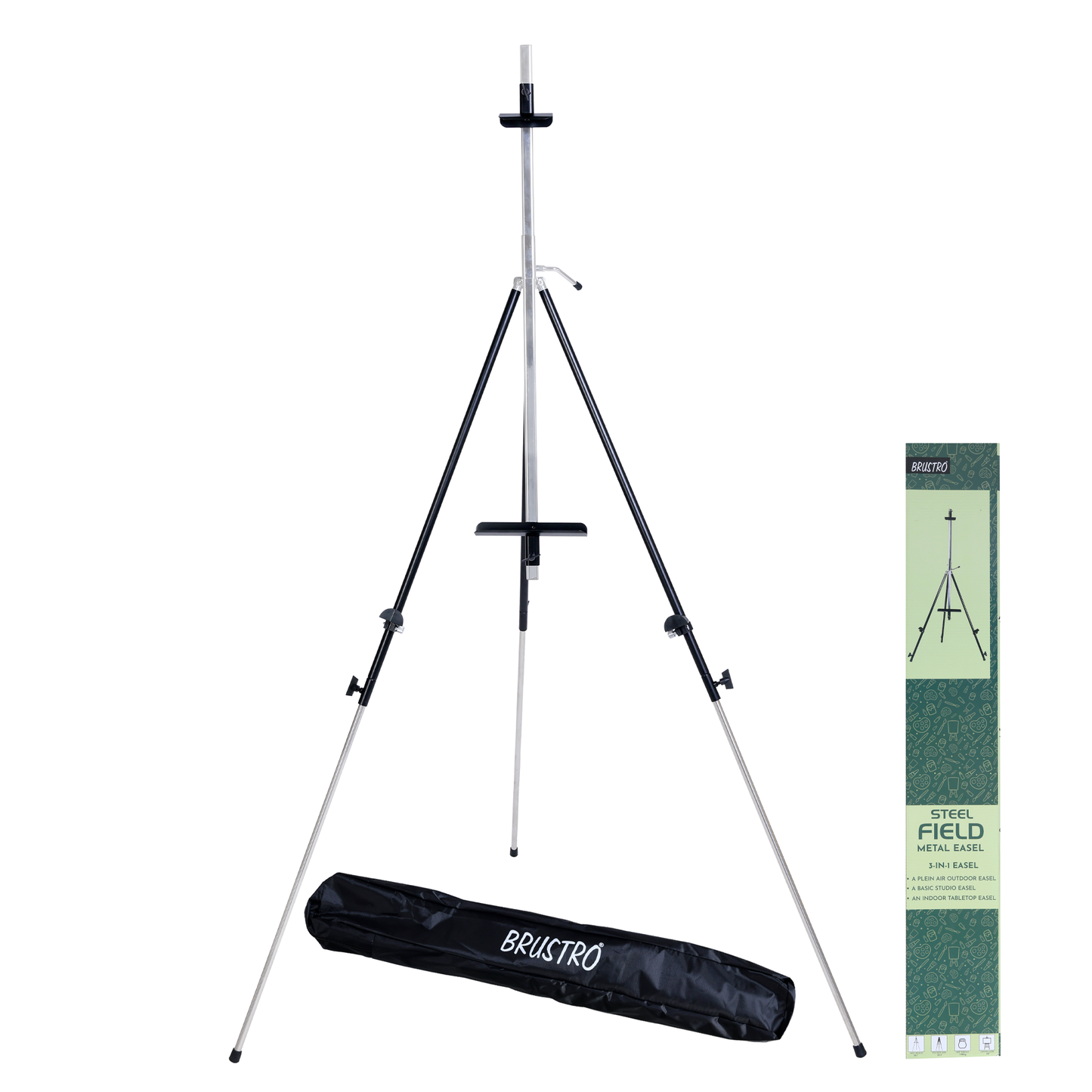 Brustro Water Color Tripod Folding Easel (Black) with Free Weatherproof Carry Case | Holds Canvas Upto 78.1 inches | Ideal for Watercolor, Sketching, Painting, Fine Art Display, Indoor & Outdoor