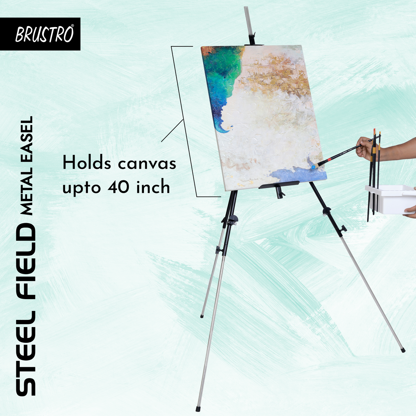 Brustro Water Color Tripod Folding Easel (Black) with Free Weatherproof Carry Case | Holds Canvas Upto 78.1 inches | Ideal for Watercolor, Sketching, Painting, Fine Art Display, Indoor & Outdoor