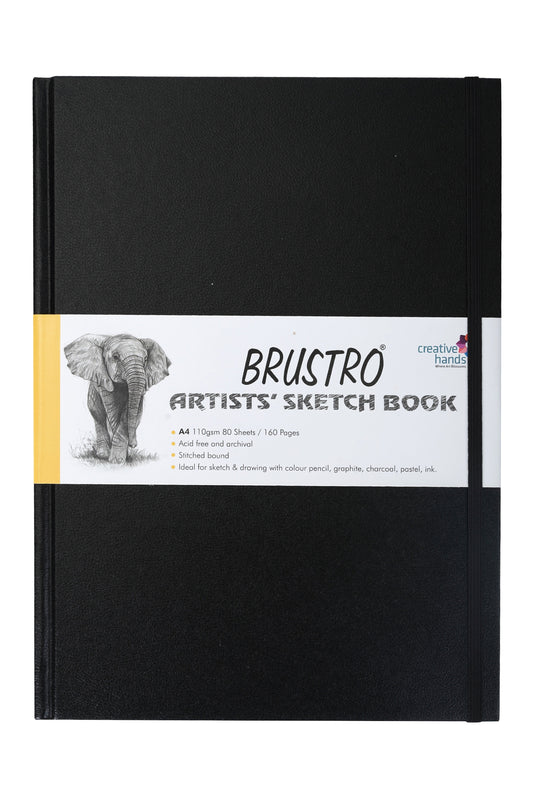 Brustro Artists Stitched Bound Sketch Book, A4 Size, 160 Pages, 110 GSM (Acid Free)