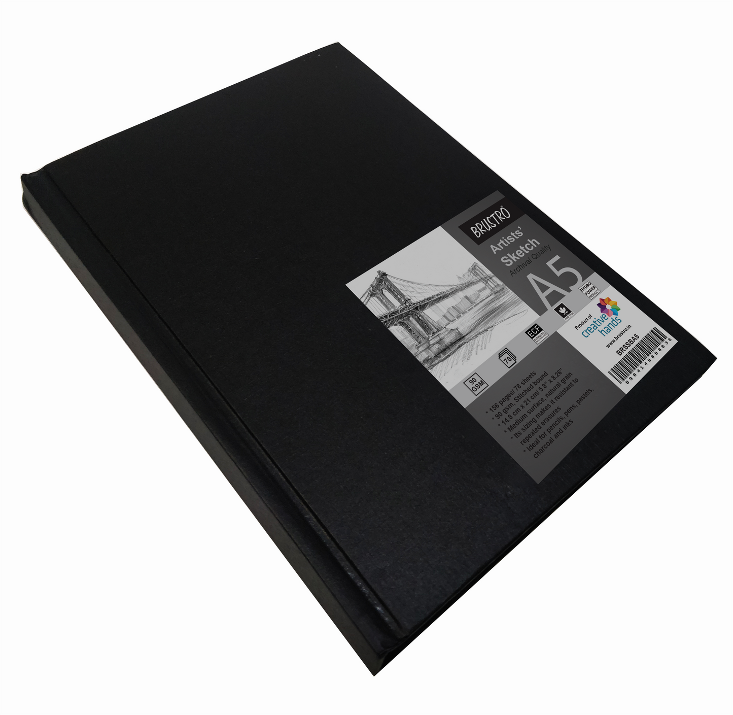 Brustro Artists Stitched Bound Sketch Book, A5 Size, 156 Pages, 90 GSM