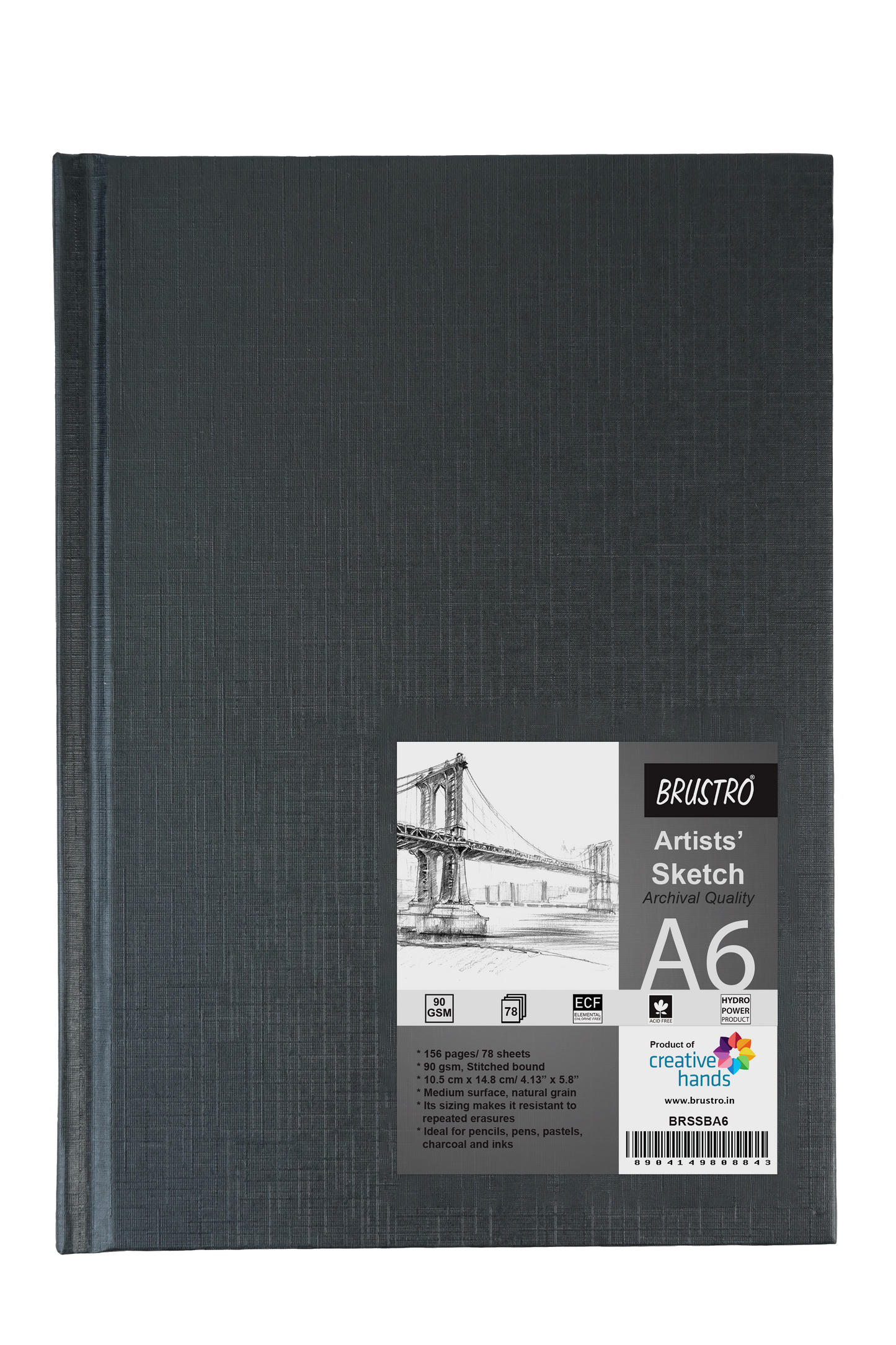 Brustro Artists Sketch Book A6 Size Stitched Bound 156 Pages 90 GSM (Acid Free)