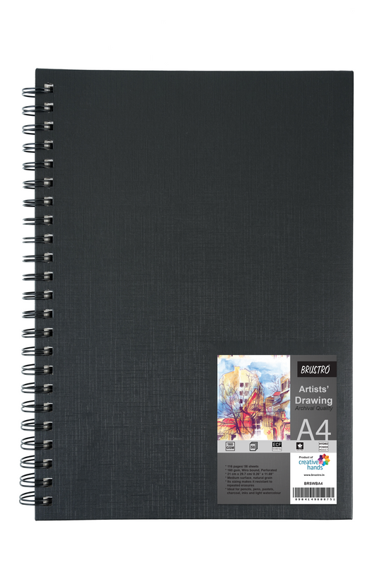 Brustro Artists Wiro Bound Sketch Book, A4 Size, 116 Pages, 160 GSM (Acid Free)