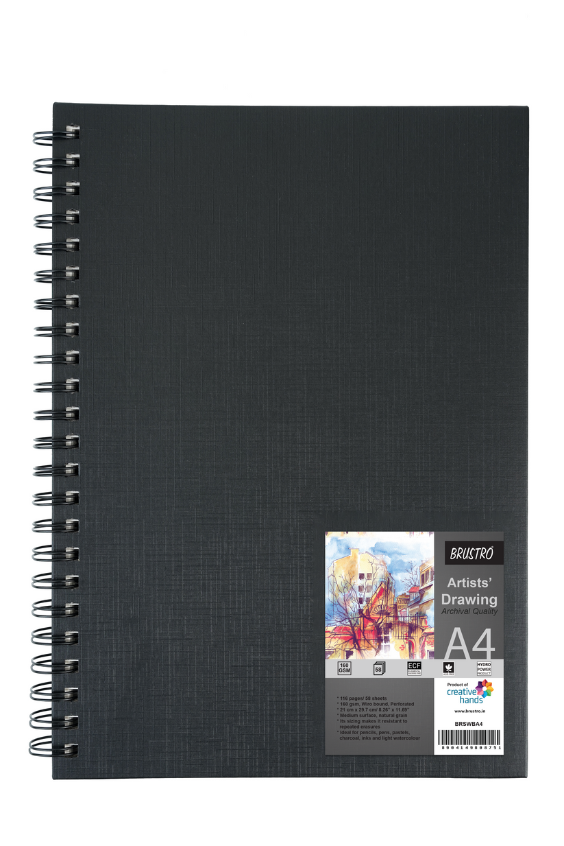 Brustro Artists Wiro Bound Sketch Book A4, 160 GSM | 116 Pages for ...