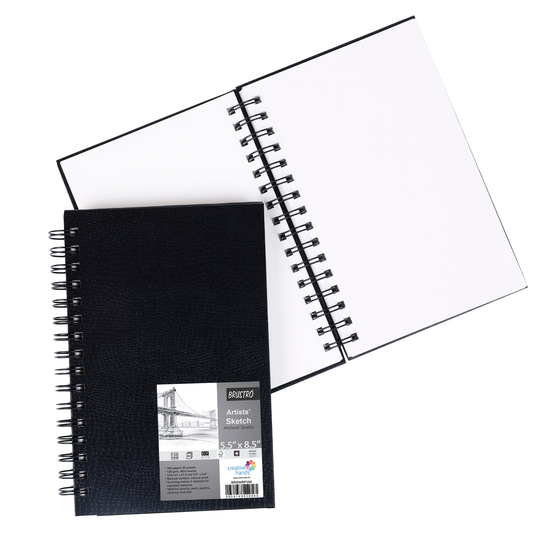 Brustro Artists Wiro Bound Sketch Book , Size 5.5" x 8.5" (Inches), 160 Pages / 80 Sheets , 130 GSM , Medium Surface, Natural Grain