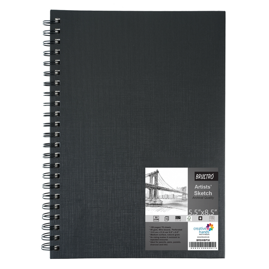 Brustro Artists Wiro Bound Sketch Book, Size 5.5" x 8.5" (Inches),156 Pages / 78 Sheets,110 GSM