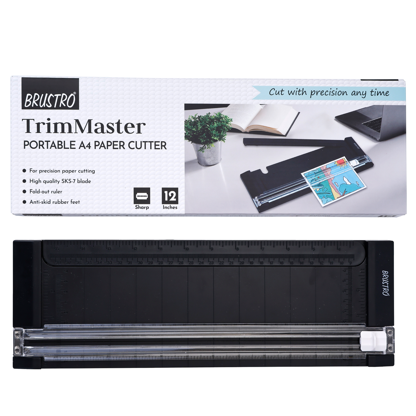 Brustro Trim Master Portable A4 Paper Cutter | 12 Inches, SKS-7 Blade | Precision Cutting Tool, Ideal for Craft,Coupon,Label,Card Making,Paper Trimmer,School,Office,Photo Studio,Professional Use.