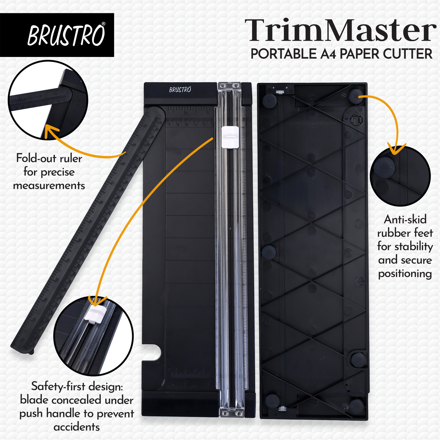 Brustro Trim Master Portable A4 Paper Cutter | 12 Inches, SKS-7 Blade | Precision Cutting Tool, Ideal for Craft,Coupon,Label,Card Making,Paper Trimmer,School,Office,Photo Studio,Professional Use.